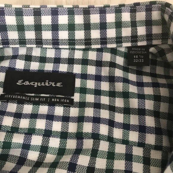 Esquire Men's Plaid Non Iron Casual Button Down Shirt Long Sleeve Slim Fit 15.5 - Picture 7 of 12